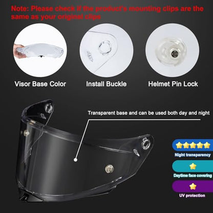 PSLER TT-Revo Visor - TT Revo Helmet Tinted Visor Face Shield Replacement for TT-Revo,Transparent - color: Transparent