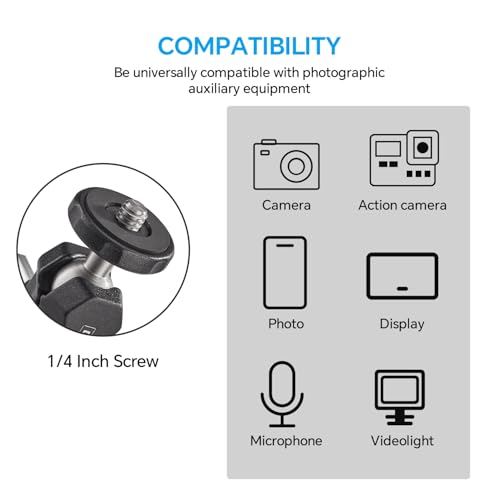 Super Clamp Camera Clamp Mount Monitor 360°Ballhead Magic Arm Double Ball Head Adapter with 1/4"-20 & 3/8"-16 Thread for Canon Nikon DSLR Camera/Gopro/LED Light Ronin-M/Ronin MX/FreeflyMOVI