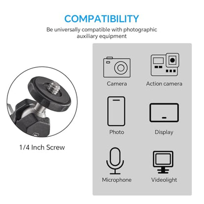 Super Clamp Camera Clamp Mount Monitor 360°Ballhead Magic Arm Double Ball Head Adapter with 1/4"-20 & 3/8"-16 Thread for Canon Nikon DSLR Camera/Gopro/LED Light Ronin-M/Ronin MX/FreeflyMOVI