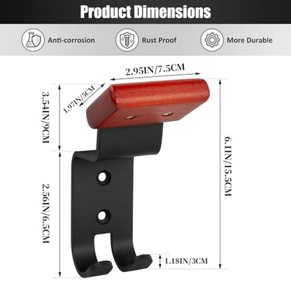 2-Pack Wall Mount Helmet Holder , Motorcycle Cap Gear Rack，Carbon Steel with Double Hooks, Multi-Purpose Display Hanger for Jackets ,Hats