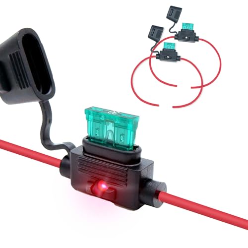 2 Pack wasserdichte Teile, entsprechen dem IP67-Standard, ATO/ATC Standard Flachsicherungshalter mit LED, 12 AWG für Auto und Marine - style: LED ATO/ATC