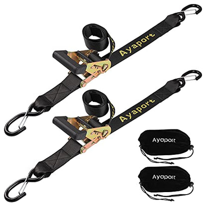 Ayaport Boat Trailer Transom Tie Down Straps for Boat Jet ski Kayak Canoe 4 Feet 1.6 inches 5000lbs Break Strength Heavy Duty Ratchet Straps with S Hooks, Pack of 2 - size: 1.6" x 4'