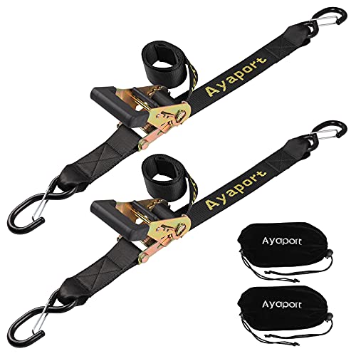 Ayaport Boat Trailer Transom Tie Down Straps for Boat Jet ski Kayak Canoe 4 Feet 1.6 inches 5000lbs Break Strength Heavy Duty Ratchet Straps with S Hooks, Pack of 2 - size: 1.6" x 4'