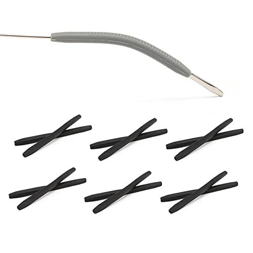 Silicone Glasses End Tip Grips, Anti-Slip Eyeglass Ear Sock Pieces Tube Sleeve, Silicone Elastic Comfort Eyeglasses Retainer For Thin Temples(6 Pairs，Black) - color: Black
