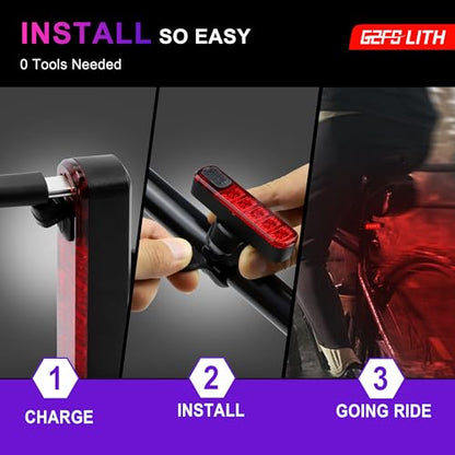 Rechargeable LED Bike Tail Light, IPX6 Waterproof 5 Lighting Modes Rear Safety Light, Helmet Light for Road Mountain Bikes, Electric Scooter,Bike Lighting Parts & Accessories