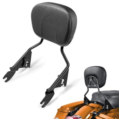 PBYMT Detachable Passenger Backrest, Quick Release 2-up Sissy Bar Fit for Harley Davidson Touring Street Glide Road Glide Road King Electra Glide 2009-2024, Gloss Black - color: Black