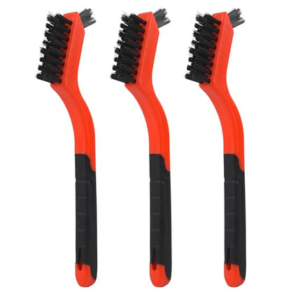 Nylon Cleaning Brushes with Ergonomic Handle for Tight Spaces, Auto Detailing Brush Set for Cleaning Dust in Holes(3 Pack)