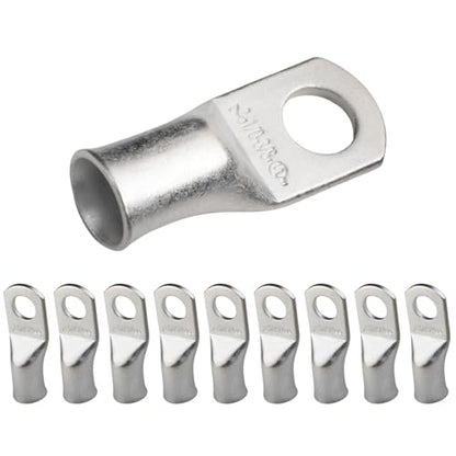 SELTERM 10pcs 1/0 AWG-3/8" Stud Tinned Copper Wire Lugs, Heavy Duty Battery Cable Ends,0 Gauge Ring Terminals, UL Battery Lugs Marine Grade Copper Eyelets Electrical Battery Terminal Connectors - color: Tinned Copper Lugs, size: 1/0 Awg - 3/8" (M10) Ring