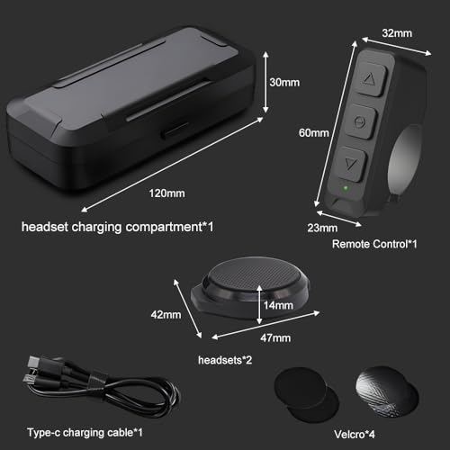 OBEST Motorcycle Helmet Bluetooth Headset,Motorcycle Bluetooth Helmet Speaker,Wireless Installation with Remote Control,BT5.3 Noise Cancellation 1900mAh Battery 50+ Hours Work Time for Skiing Riding