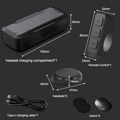 OBEST Motorcycle Helmet Bluetooth Headset,Motorcycle Bluetooth Helmet Speaker,Wireless Installation with Remote Control,BT5.3 Noise Cancellation 1900mAh Battery 50+ Hours Work Time for Skiing Riding