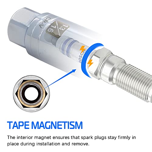 13/16-inch Magnetic Spark Plug Socket 3/8-inch Drive 6-Point Powerful Magnet Retains Spark Plugs Chrome Vanadium Steel - size: 13/16-inch
