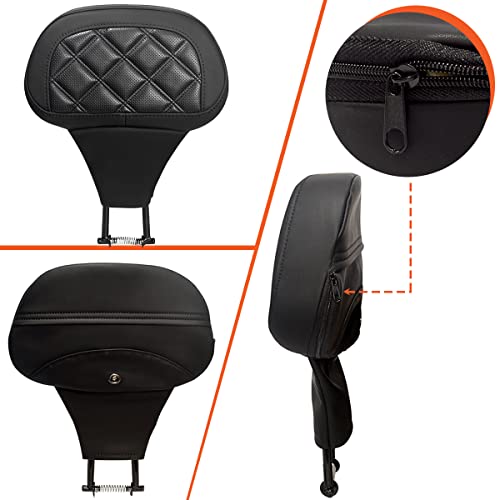 FOVPLUE Adjustable Rider Backrest, Detachable Plug-in Driver Backrest Pad w/Mounting Kit for Harley Touring CVO Road Glide Street Glide Tri Glide FLHTK/L Electra Glide Road King 2009-2023,Style 6 - color: Black Modern style