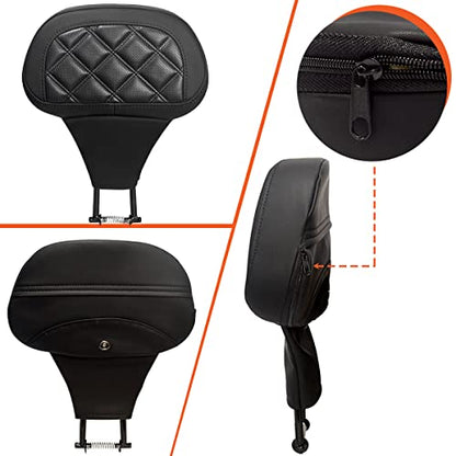 FOVPLUE Adjustable Rider Backrest, Detachable Plug-in Driver Backrest Pad w/Mounting Kit for Harley Touring CVO Road Glide Street Glide Tri Glide FLHTK/L Electra Glide Road King 2009-2023,Style 6 - color: Black Modern style