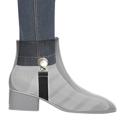Boncas Improved Adjustable Elastic Boot Clips Boot Straps Pant Clips Stirrups Leg Straps Keeping Your Pants Tucked - color: Round 3" -4.7"