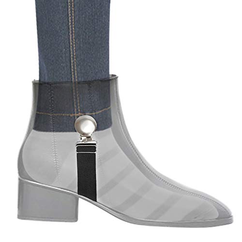 Boncas Improved Adjustable Elastic Boot Clips Boot Straps Pant Clips Stirrups Leg Straps Keeping Your Pants Tucked - color: Round 3" -4.7"