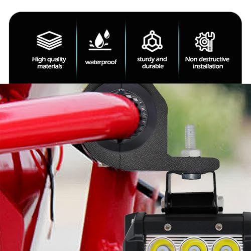 2 PCS Off-Road LED Light Mounting Bracket Bar Clamp Kits, Motorcycle Spotlight Mounting Bracket, Suitable for 22mm-30mm Roll Cage, Universal for Motorcycle ATV UTV