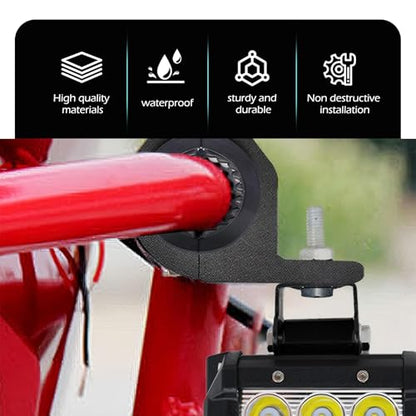 2 PCS Off-Road LED Light Mounting Bracket Bar Clamp Kits, Motorcycle Spotlight Mounting Bracket, Suitable for 22mm-30mm Roll Cage, Universal for Motorcycle ATV UTV