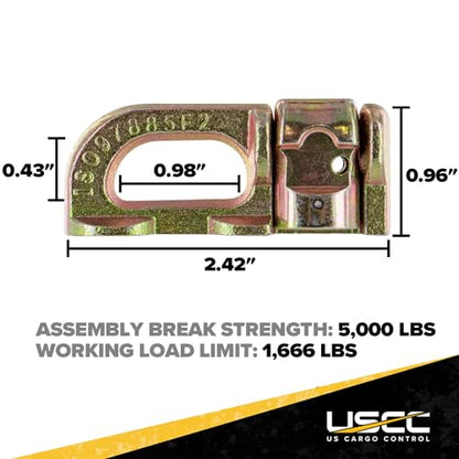 US Cargo Control L Track Double Stud Fitting (250 Pack) 5,000 Pounds Break Strength, Use with L Track Rails in Truck Bed or Trailer to tie down ATV, Motorcycle, Automatic Locking with Spring Release - size: 250 units