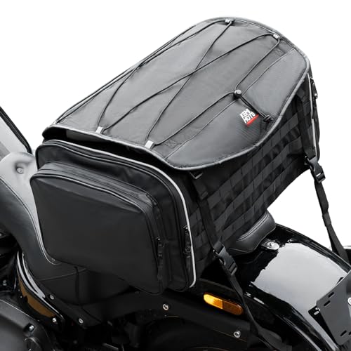 KEMIMOTO Motorcycle Travel Luggage Bags, Expandable Large Capacity Motorcycle Tail Bag, Waterproof Rear Rack Trunk, Motor Pannier Bag with Rain Cover and Straps 50L - size: 50L