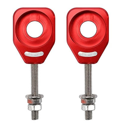 Canitu Red Rear Chain Adjusters,Motorcycle Billet Rear Axle Blocks Swingarm Spool Tensioner Tension Adjuster Accessories for Honda CRF110 2013-2024 - color: RED