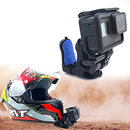 QKOO Motorcycle Helmet Chin Clamp Mount for GoPro Hero 13, 12, 11, 10, 9, 8, 7, 6, 5, 4, Session, 3+, 3, 2, 1, Hero (2018), DJI Osmo Action, AKASO, SJCAM, Action Cameras