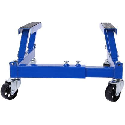 Motorcycle & ATV Maintenance Stand Hold Up to 1500lbs with Steel Frame Engine Cradle Dolly W/4 Locking (Blue) - color: Blue