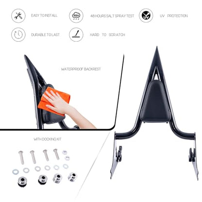 Kinglemc Adjustable One-Piece Sissy Bar Luggage Rack Passenger Backrest with Lock for Harley Breakout FXSB FXSE FXST(Gloss Black) - color: Black-Upgrade