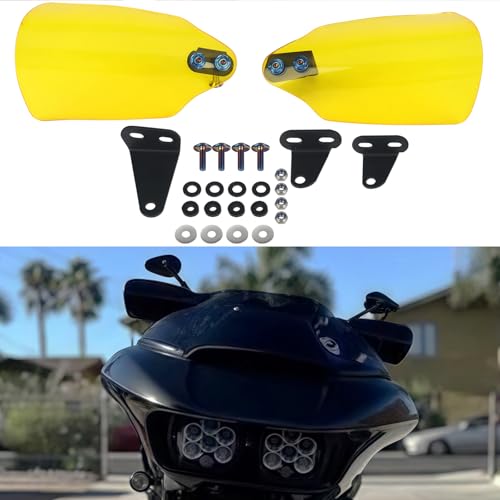 Handlebar Handguards Shield Bracket Protector for Harley Touring Road Glide, Softail Street Bob FXBB/114 FXBBS/Low Rider ST 117 FXLRST/Deluxe FLDE/Heritage Classic 2018-2023 (Yellow) - color: Yellow