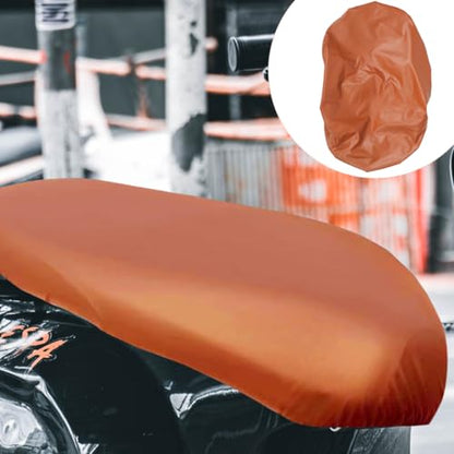 POPETPOP Motorcycle Seat Cover, Brown PU Leather Waterproof Universal Fit | Waterproof and heat-resistant, instantly hides scratches, ideal for daily scooter commutes, 1 brown elastic PU leather cover