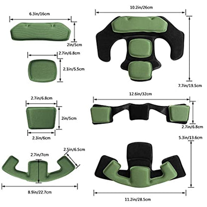 Tactical Helmet Pads - Universal Replacement Internal Memory Foam Pad Inserts for ACH, MICH, EXF Helmets - color: Green-1st