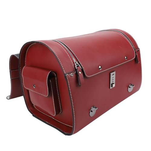 Motorcycle Luggage Bag with Quick Release Mount for Rear Racks, 29.5L Motorcycle Trunk Bag for Gear and Tools, Water defiance PU Leather Shell (Wine Red) - size: Wine Red