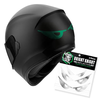 Bright Knight Decals Reflective Evil Eye Stickers, 6" x 3" Green Evil Eye Motorcycle Decals & Graphics for Bike & Motorcycle Helmet Stickers, Made in USA, 3 Pairs - color: Green