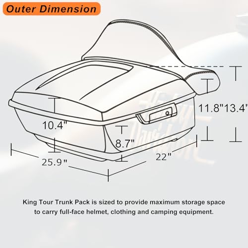 Advanblack 2025 Road Glide King Tour Trunk Pack Black Latch Wrap-Around Backrest Compatible with 1997-2025 Harley Touring Road Glide, Street Glide, Electra Glide (Purple Abyss Denim) - color: Purple Abyss Denim