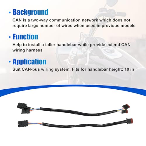 X AUTOHAUX 10 Inch Handlebar CAN Bus Circuit Wire Extension Harness for Harley Davidson Softail Dynas Electra Glide Road Glide Sportster Handlebar Wire Extension Switch Wiring Harness - size: 10in