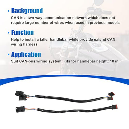 X AUTOHAUX 10 Inch Handlebar CAN Bus Circuit Wire Extension Harness for Harley Davidson Softail Dynas Electra Glide Road Glide Sportster Handlebar Wire Extension Switch Wiring Harness - size: 10in