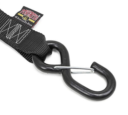 PowerTye 1.5in x 6ft Ergonomic Ratchet Tie-Down Kit w/Latching Hooks, Soft-Tyes, and Storage Bag - Made in USA - 1,000 lb. WLL / 3,000 lb. Breaking Strength - Black (Kit) - color: Black