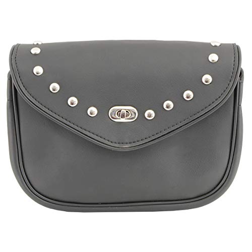 Milwaukee Leather SH633 Black PVC Extra Large 'Studded' Motorcycle Windshield Bag with Turn Lock - One Size