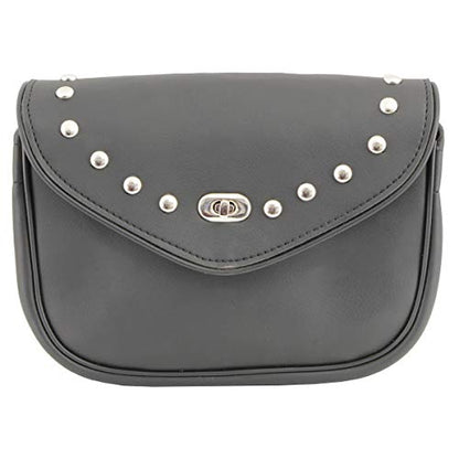 Milwaukee Leather SH633 Black PVC Extra Large 'Studded' Motorcycle Windshield Bag with Turn Lock - One Size