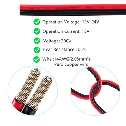 ‎LANMINGLEL SAE to Battery Alligator Clip,14AWG 12V 24V Battery Crocodile Clip to SAE Connector Extension Cable with Polarity Reverse Adapter for Motorcycles,Car,Solar Power Charging (1M) B - size: 1M, style: SAE to Battery Alligator Clip B