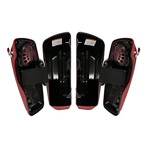 HR3 Wicked Red Denim 4" Stretched Hard Saddlebags w/Speaker Lids Compatible with 2019 Street Glide Special FLHXS Road Glide Special FLTRXS (Replace for OEM) - color: Wicked Red Denim