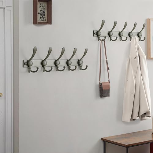 Dseap Coat Rack Wall Mount, Heavy Duty 12-Gauge Base vs Flimsy 1mm, Double-Thick Solid Anti-Snap Hooks, 16” Stud-Mount, Stainless Steel Hanger for Clothes Hat Entryway Closet Mudroom, Grey - color: Gray, size: L=17" (1pcs)