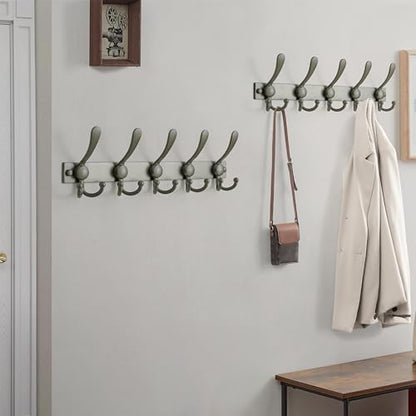 Dseap Coat Rack Wall Mount, Heavy Duty 12-Gauge Base vs Flimsy 1mm, Double-Thick Solid Anti-Snap Hooks, 16” Stud-Mount, Stainless Steel Hanger for Clothes Hat Entryway Closet Mudroom, Grey - color: Gray, size: L=17" (1pcs)