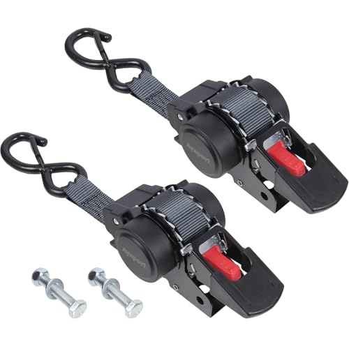 Ayaport Retractable Transom Tie Down Straps 1in X 10ft Tie Down Straps to Trailer- 1500lbs Break Strength, Medium Duty Bolt-on Ratchet Straps for Cargo, Boat, Motorcycles, ATV, 2pk - size: 1"x10'-2pcs