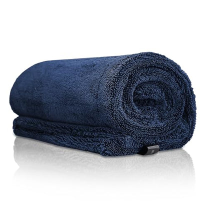 2-Pack 24" x 36" 11.8" x 11.8" Twisted-Loop Car Drying Towel 1500GSM Microfiber Cleaning Cloth for Car Trucks Motorcycles Streak Free Lint Free Ultra Absorbent Washing Cloth for Kitchen Window (Blue)