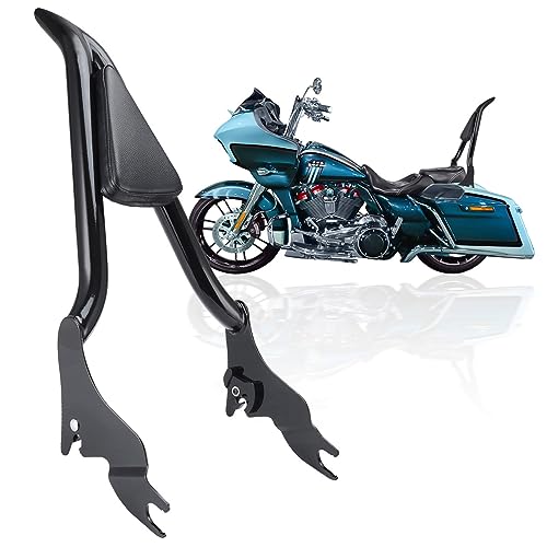 Motorcycle Sissy Bar, Detachable Rear Passenger Backrest Fit for Harley CVO Road Glide Street Touring Road King 2009-2022 (22 inch Black) - size: 22 inch