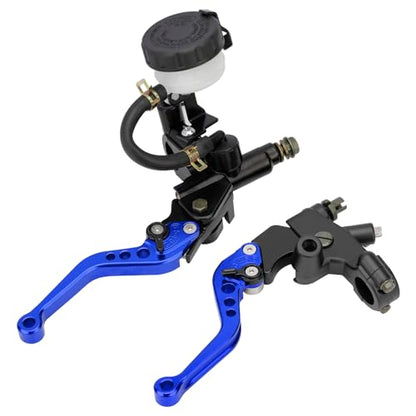 Motorcycle Brake Pump Lever 7/8" 22mm Hydraulic Master Cylinder Reservoir Clutch CNC Left & Right Set Universal Replacement for Harley Honda Kawasaki Suzuki Yamaha (Blue) - color: Blue