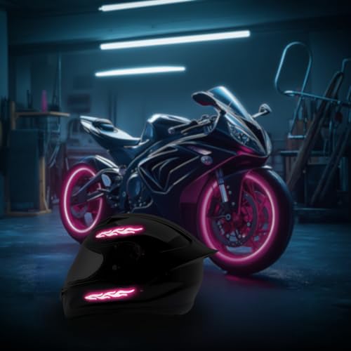 customTAYLOR33 High-Intensity Grade Premium Reflective Tribal Flame Helmet Decals, Motorcycle Safety Sticker Decals (Special Edition Hot Pink) - color: Special Edition Hot Pink