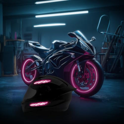 customTAYLOR33 High-Intensity Grade Premium Reflective Tribal Flame Helmet Decals, Motorcycle Safety Sticker Decals (Special Edition Hot Pink) - color: Special Edition Hot Pink