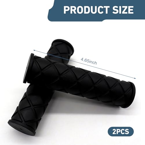 2 PCS 7/8" Motorcycle Hand Grips, Non-Slip Rubber Bar End Grips, Shock-Absorbing Textured Handlebar Covers, Universal for Motocross, Scooters & Dirt Bikes (Black)