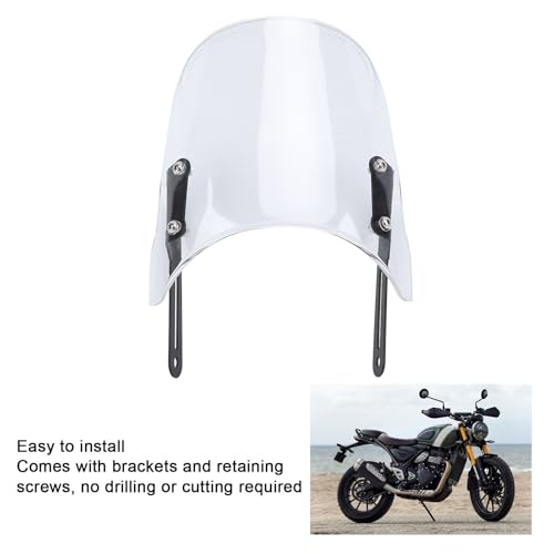 Motorcycle , Clear Wind Deflector PMMA Panel Front Wind Deflector with Mount Bracket for Scrambler 400X 2023-2024, for Speed 400 2023-2024, for Street Scrambler 900 - size: Transparent